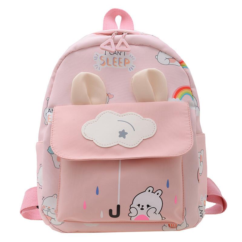 Kids Backpack With Cartoon Rabbit Print And Ear Design For School Outings And
