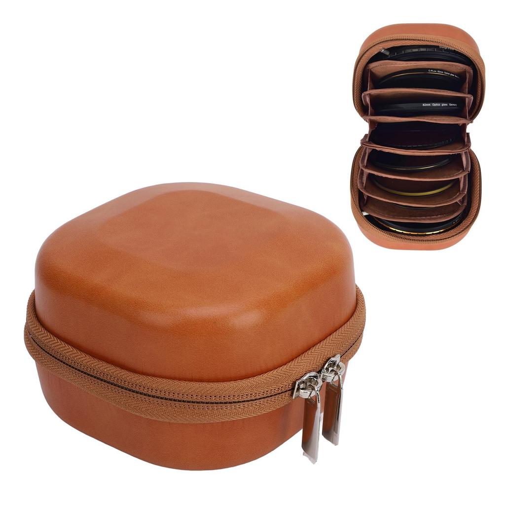 8 Layer Lens Filter Bag for PU Leather Camera Filter Vintage Filter Carrying Case for Photography ≤95mm Filter, Pouch,