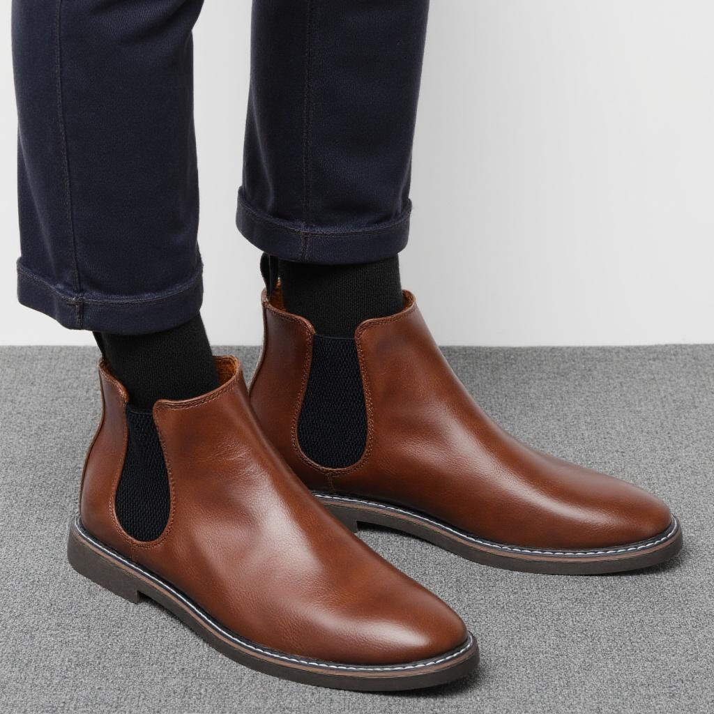 HECRAFTED SHOES/ Зимние мужские ботинки из искусственной кожи