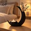 Functional Candle Holder Vase 3D Printed Crescent Moon Holder Modern Minimalist Vase Unique Handmade Crafts Multifunctional Desktop Ornament