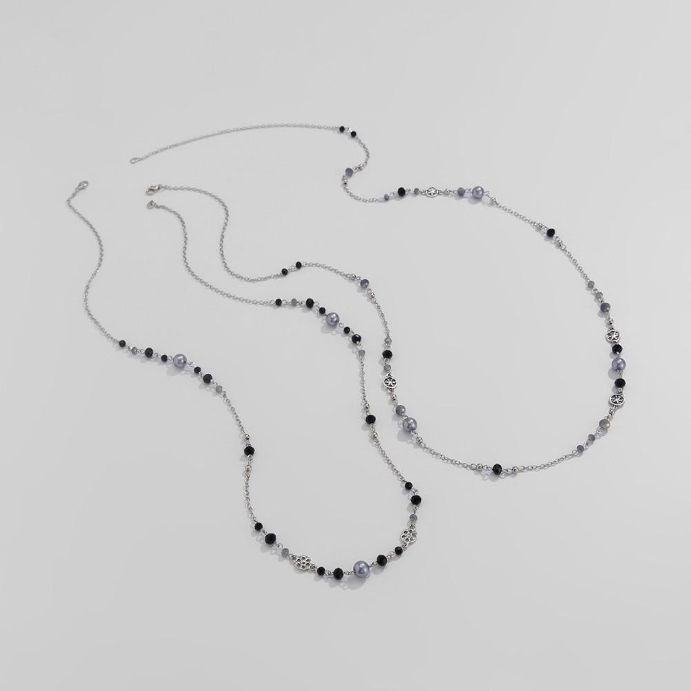 2Pcs/Set Pearl Design Long Chain Necklace Double Layers Layered Necklace  Personalized Trend