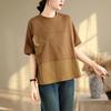 2025 New Summer Plus Size T-Shirt Women Short Sleeve Solid O-Neck Vintage Loose Tops Tees Maxi
