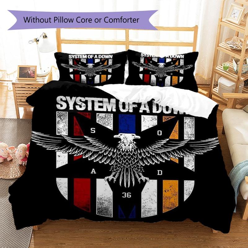 System Of A Down Eagle Shield Vintage Print 3 Pieces Duvet Cover Set Metal Rock Band Bedding Bedroom Decor Without Pillow Core Comforter