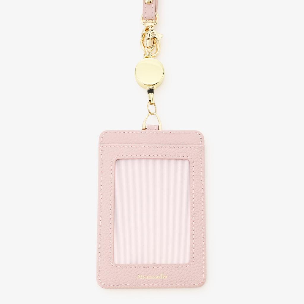 Afternoon Tea LIVING HQ43 Leather Cord Reel Pass Case with Flower Charm / Afternoon Tea PREMIUM, Pink