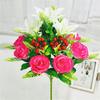 Simulated Flower New Cross Border Fake Flower Bouquet with 12 Lilies and Roses Combination