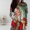 Women's Grandpa Christmas Print Crew Neck Dress Spring Fall Plus Size Dress Pocket Dresse