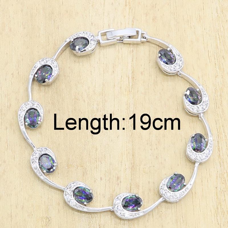 WPAITKYS серебряные комплекты ювелирных изделий для женщин, свадебные загадочные многоцветные серьги с цирконом, кольцо, ожерелье, браслет