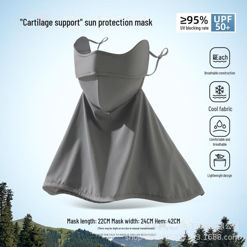 Солнцезащитная маска Ice Silk для лица и шеи с защитой от ультрафиолета для женщин — дышащая, тонкая, антипригарная, UPF 50+