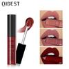 QIBEST Matte Liquid Lip Gloss Lipstick Waterproof Long Lasting Velvet Nude Red Lip Gloss Tint Black Colors Lipgloss 7g