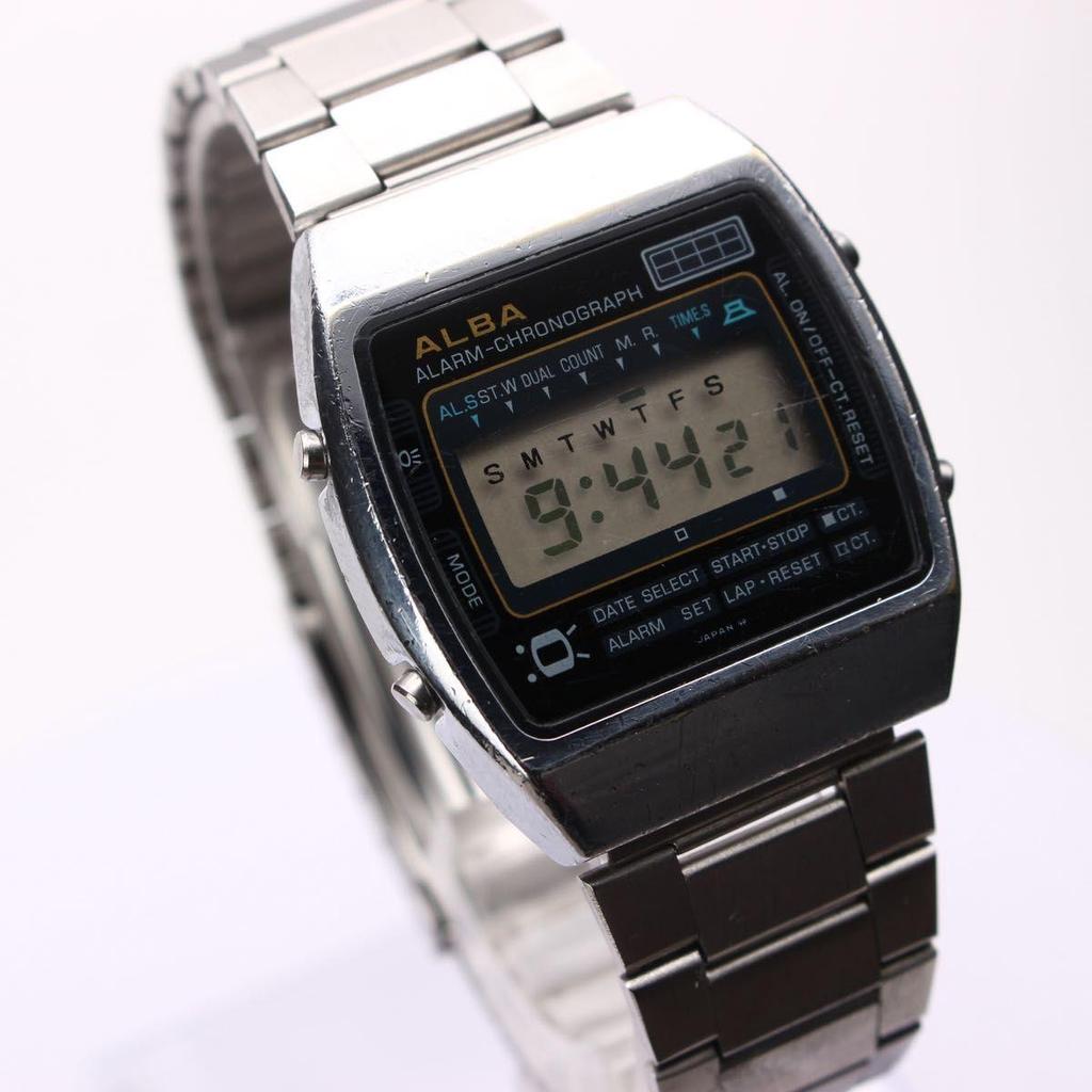 Б/у Редкие Мужские Цифровые Часы SEIKO ALBA 80-х Винтаж Хронограф Y749-4010 Будильник Ретро