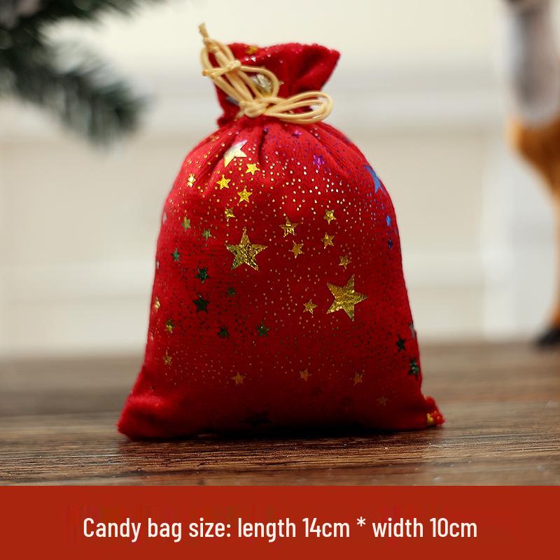 Velvet Hot Stamping Pentagram Moon Christmas Candy Gift Bag