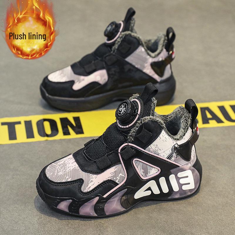 Новые зимние кроссовки для девочек 2025 года для баскетбола и бега - Теплая, утолщенная спортивная обувь для детей среднего и старшего возраста