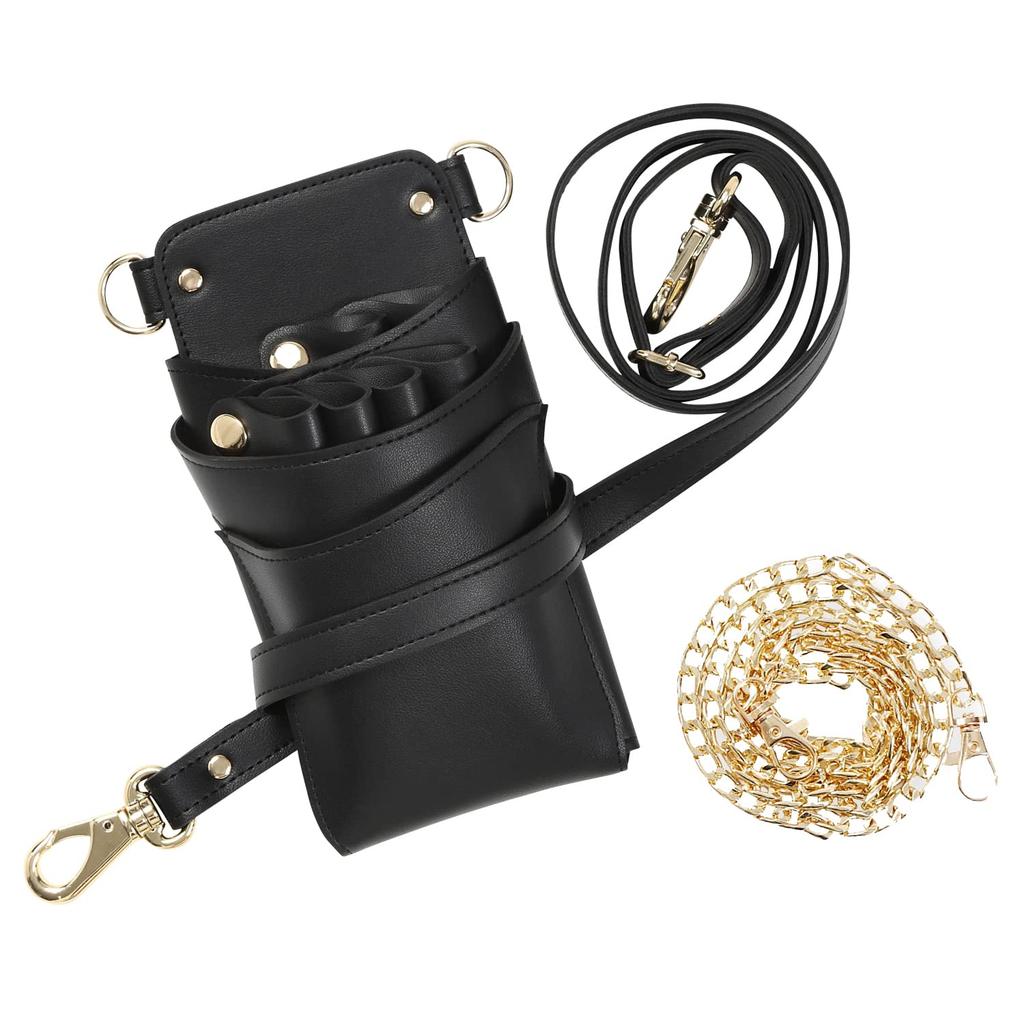 DEEDS Роскошный Стиль Sienna Чехол для Ножниц с Держателями Произведено Японский Внутренний Чехол для Ножниц для Парикмахеров и Триммеров Цепочка, Черный, 4-6