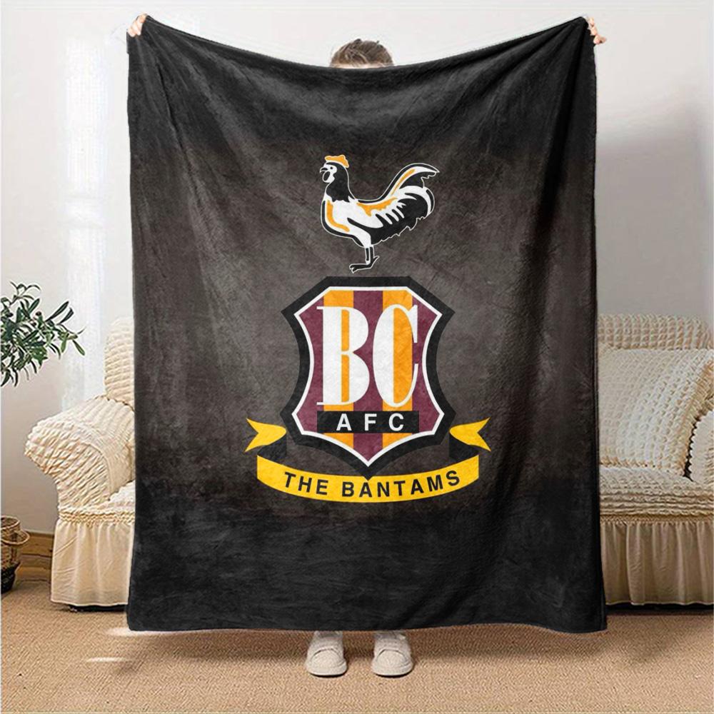 Фланелевое одеяло с принтом Bradford City AFC Высококачественное Теплое Удобное Покрывало для Всех Сезонов Идеально для Подарков Декор Дома