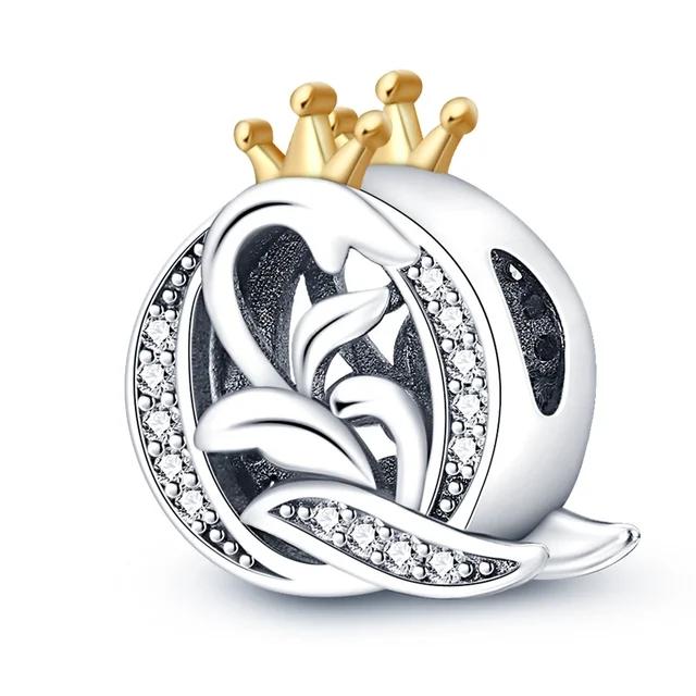 New Copper Charm Compatible With Original Bracelet Accessories Women Jewelry Piece Crown Twenty-Six Letters Collection