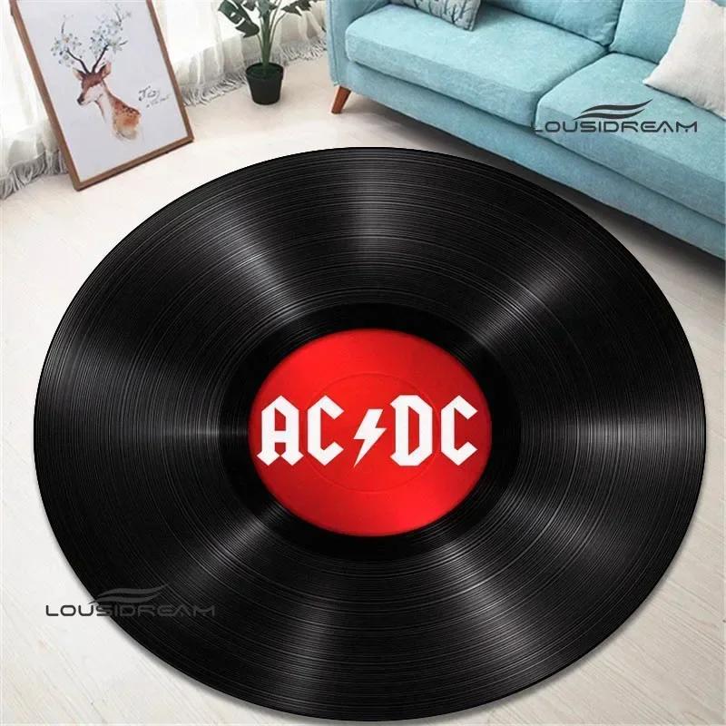 Rock band AC/DC retro printed round carpet bedroom beautiful carpet non -slip door pad floor mats area rug birthday gift