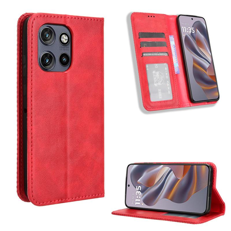 Flip Cover For Motorola Moto Edge 50 Neo Leather Case [Flip Vintage Leather] Wallet Shockproof Durable Retro Phone Case