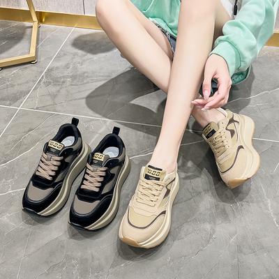 Женская универсальная старая обувь, кожаная женская обувь, новая весенняя повседневная спортивная обувь на толстой подошве, женская обувь