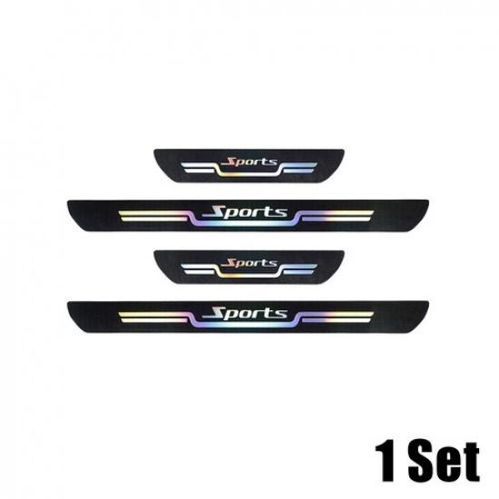 4pcs Laser Car Door Plate Sill Scuff Cover Anti Scratch Sticker Trim Accessories