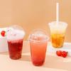 100Pcs Fruit Juice Milk Tea Drink Ice Cream Dessert Cups With Lid Cold Beverage Disposable Clear Plastic Iced Coffee Cups