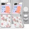 Розовый Мультяшный Цветочный Чехол для Samsung Galaxy Z FLIP 7 FE 6 5 Z Flip7 Flip6 Flip5 Роскошный Покрытие PC+PU Кожа Гибридный Складной Чехол для Телефона