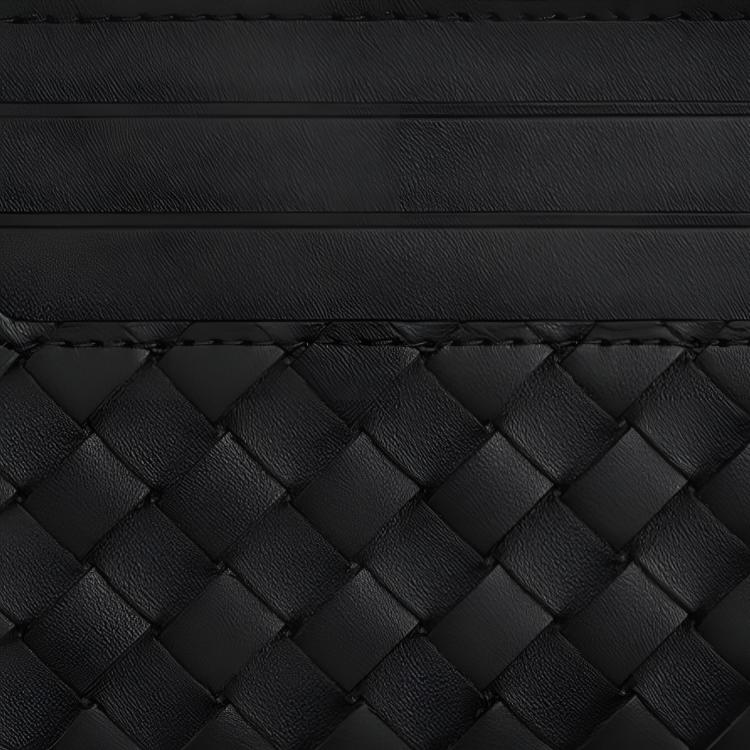 Bottega Veneta Intrecciato Flap Card Case Black/Silver Men Wallets 817397-V4LQ1-8803
