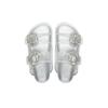 Second Hair! Su Yinyin's Same Shoes Square Buckle Rhinestone Leather Double Belt Casual Platform Slippers Women's Sandals Outside