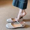 French Woven Hollow Design Sandals Women's Summer Wear 2025 New One-word with Camellia Bag and Flat Shoes