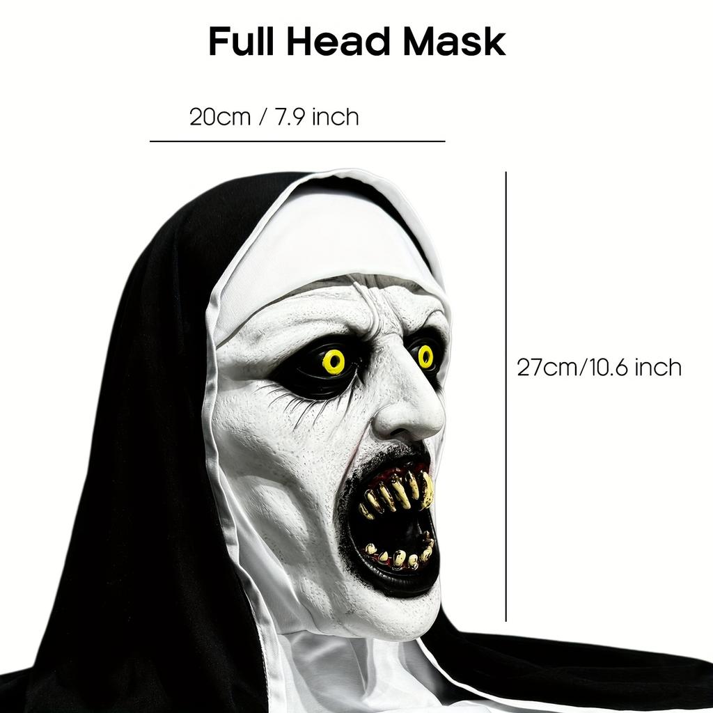 QUALTEUS Fashionable Nun Latex Mask - Hand Washable, Halloween Horror Role Playing Accessory