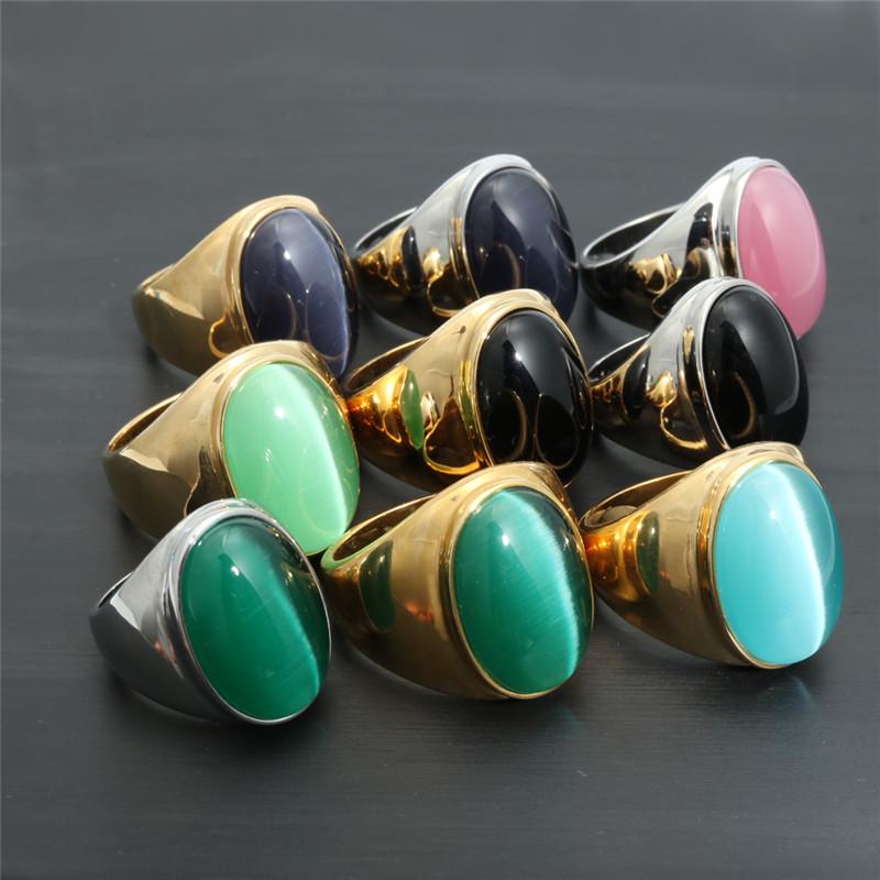 Женское модное кольцо с сапфиром - Кольцо из нержавеющей стали и титана с гальваническим покрытием и камнем