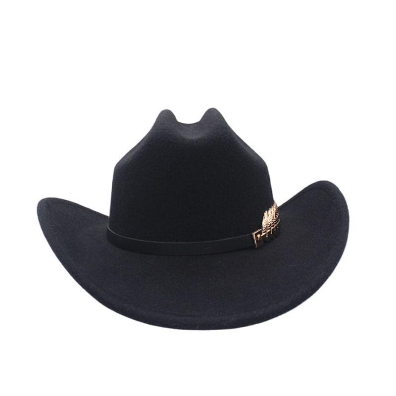European and American jazz hats, felt top hats, solid color top hats, men's and women's upturned brimmed woolen retro big eaves, western cowboy hats