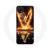 Чехол для Samsung Galaxy A22 5G Викинги Сериал Сезон 6 логотип V Огненный Меч Черный Фон