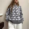 Spring Autumn Round Neck Alpaca Printed Sweater New Women's Loose Casual Round Neck Sweater Hoodie