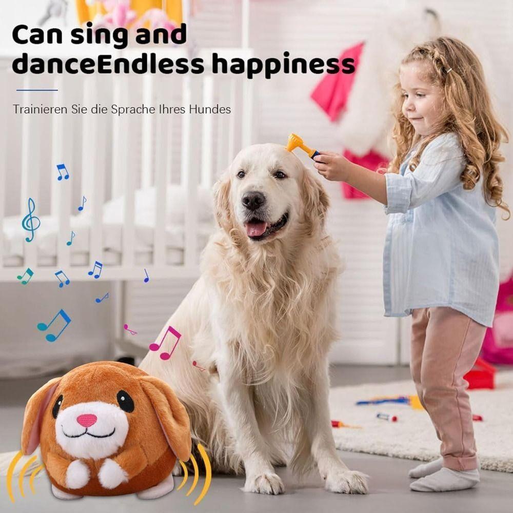 Plush Puppy Teething Toy Squeaky Dog Interactive Toy Cute Pet Bouncing Ball Toy  Pet Supplies