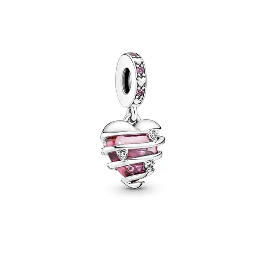 NEW DIY Pink Rose in Bloom Charm Bead Fit Silver Bracelet Jewelry for Family Tree Honor Of Kings Fans