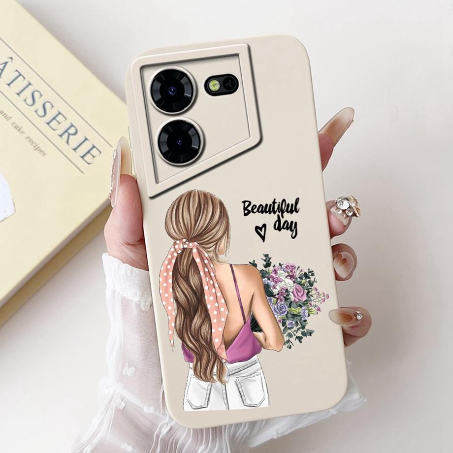 For Tecno Pova 5 Pro Pova5 5Pro 5G LH8n Phone Case Silicone Soft Back Cover Bumper Dragon Black Cat Flower Butterfly Pattern