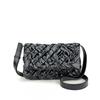 Womens Woven Oil Wax Leather Crossbody Bag With Ruched Detail Medium Square Shape Genuine Cowhide Interior