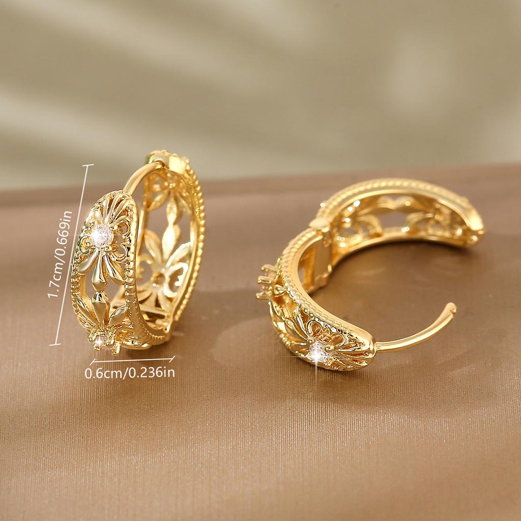 Персонализированный темперамент, модные геометрические круглые серьги, полые серьги с ретро-узором