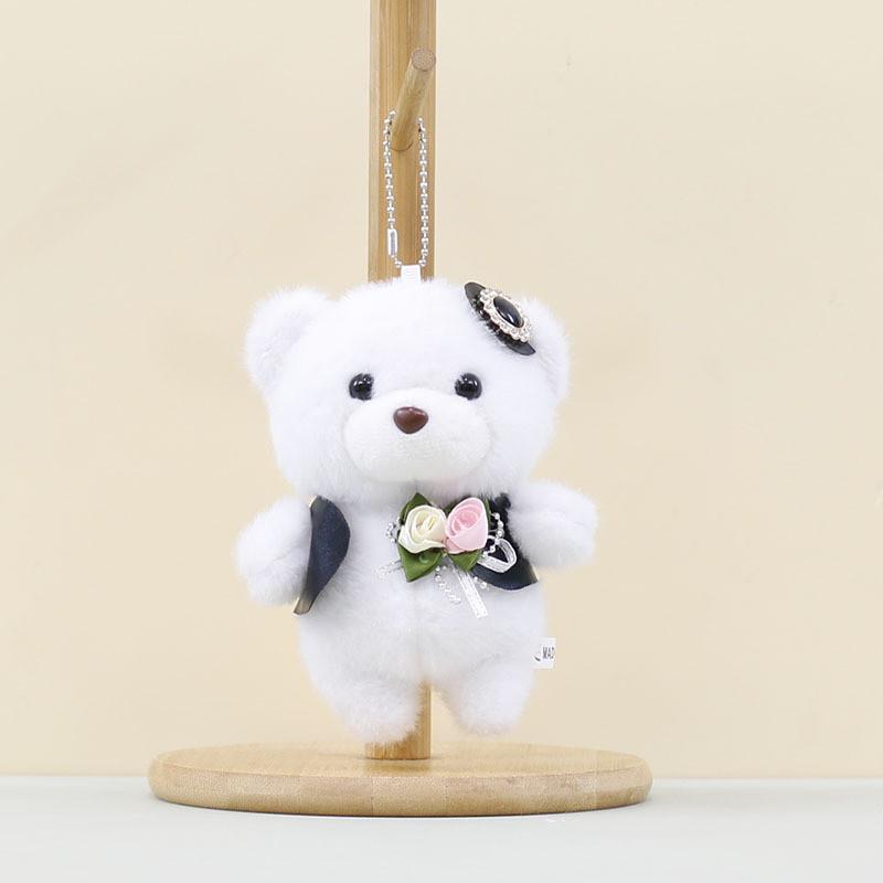 Cute Wedding Bear Plush Pendant Plush Keychain With Short Plush For Gift Ideas