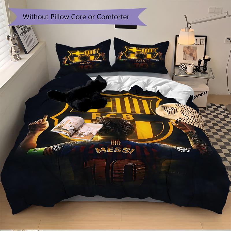 3Pcs Messi'S Fc Barcelona Legacy Bedding Set Soft Fabric Duvet Cover Pillowcases Home Christmas Xmas Halloween Gift 1 Duvet Cover 2 Pillowcase N1382