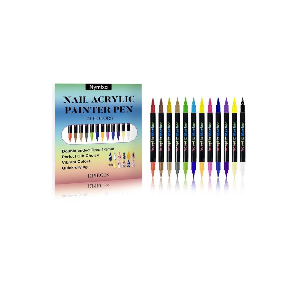 Nymixa Multi-Color Double-Ended Nail Art Pen Set - DIY Tools for Easy, Vibrant Outlining and Painting.