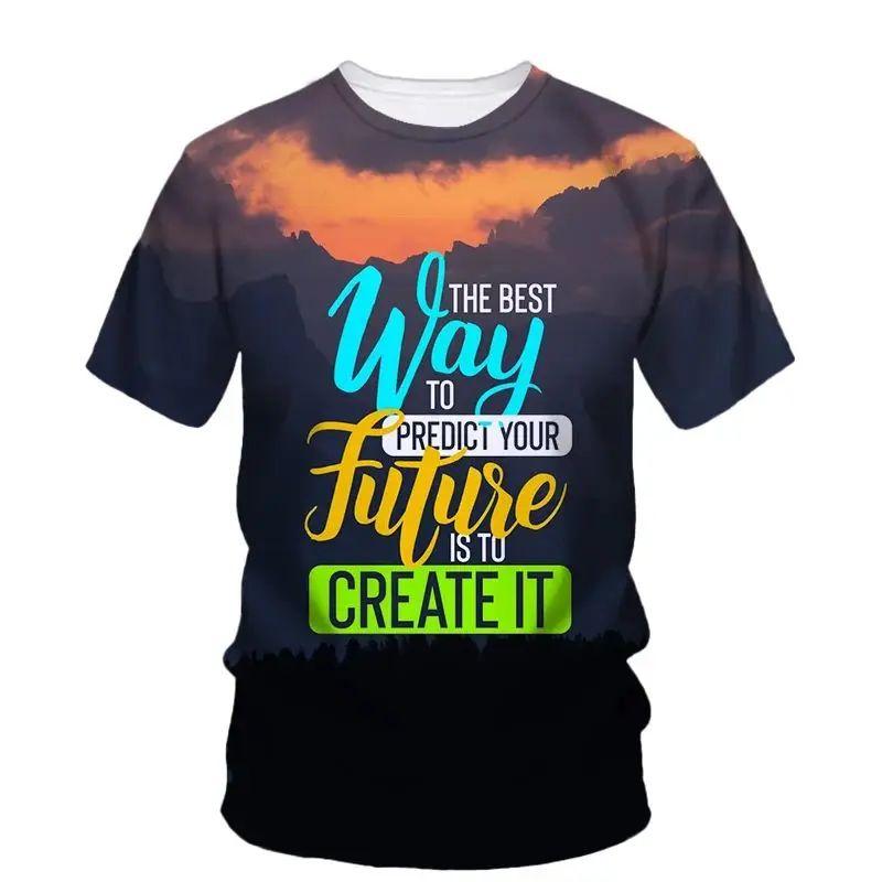 Летняя мужская вдохновляющая креативная модная футболка с узором Hd 3D-печатью, воротником O, короткими рукавами, свободный уличный топ больших размеров