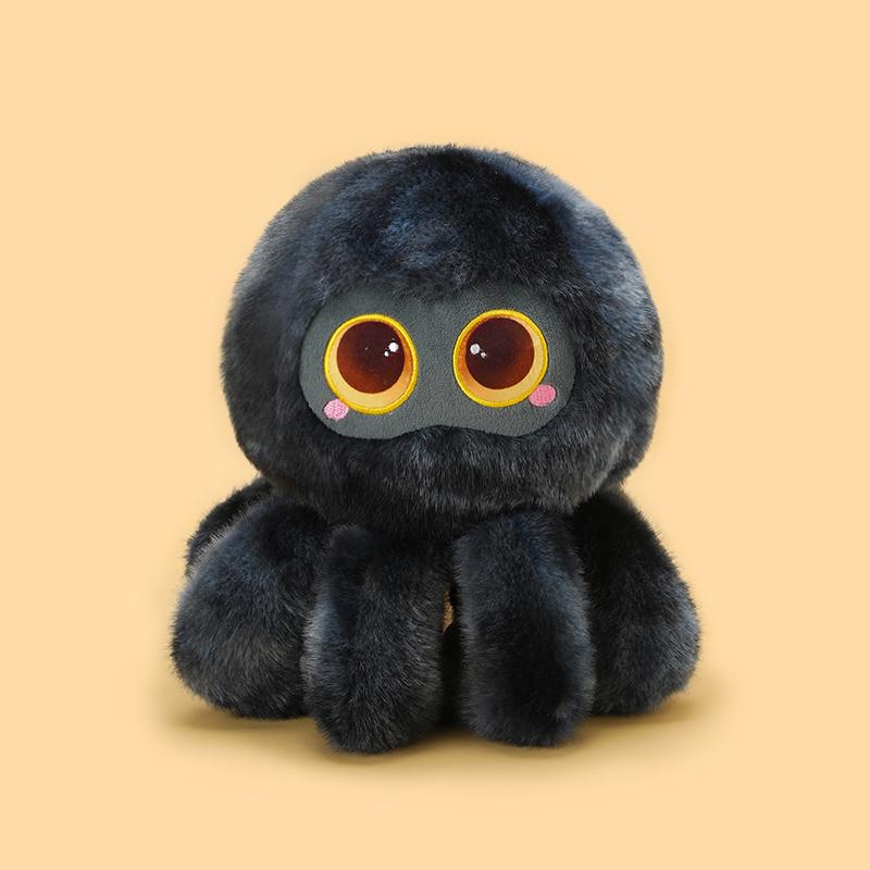 Halloween Big Eyes Spider Plush Toy Stuffed Black Itsy Bitsy Spiders Plushie Trick Dolls for Boy Birthday Gift