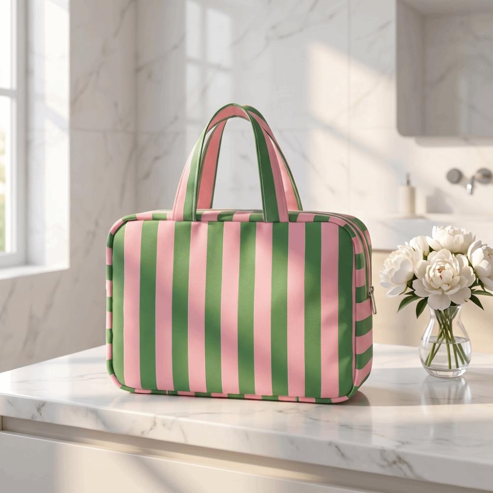 Striped Travel Storage Bag Large Capacity Clothing Bag Travel Wash Handbag Beauty Tools Storage