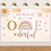 Bohemian chic birthday background, party decoration supplies for the first birthday milestone