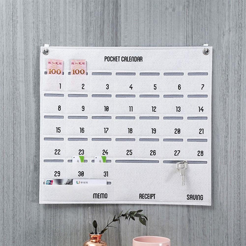 Wall Hanging Monthly Money-saving Calendar Nonwoven Fabric Hanging Bag with Calendar Home Office