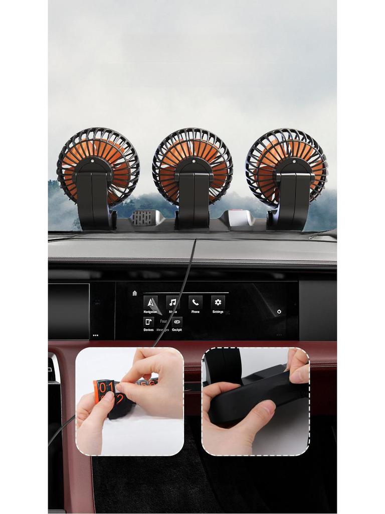 Двухголовый USB-электрический автомобильный вентилятор: 12 В/24 В Сильный ветер для грузовиков