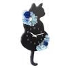 Black Cat Flower Clock Blue Pendulum Wall Clock Cat Cat Miscellaneous Goods Cat Preserved Flower W172XD45xH400mm Blue Lulu's Lulu's Size Lulu's-0659