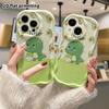 Phone Case: 2D flat design suitable for iPhone 18 17 16 15 14 13 Pro protective case, avocado dinosaur, perfect Christmas and Halloween holiday gift