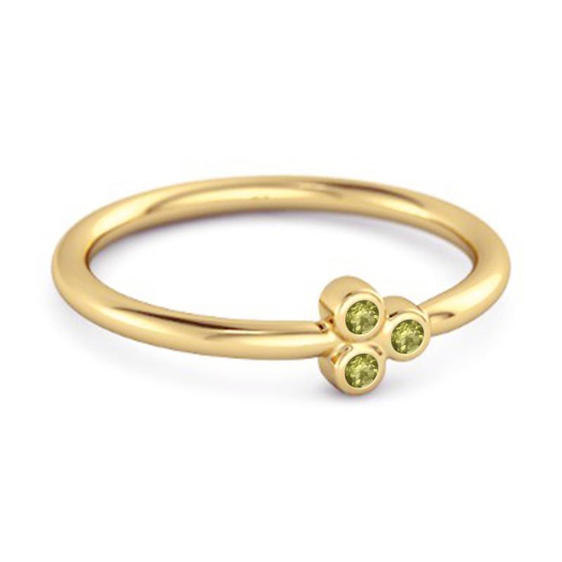 Peridot Triple Bezel Cluster Ring - Sterling Silver Gold Vermeil
